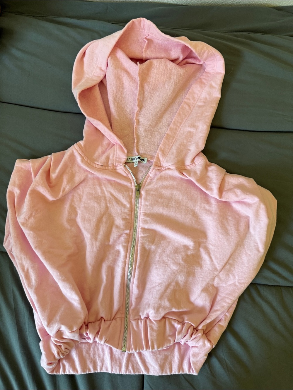 Fashion Nova Short Sleeve Pink Hoodie Jacket